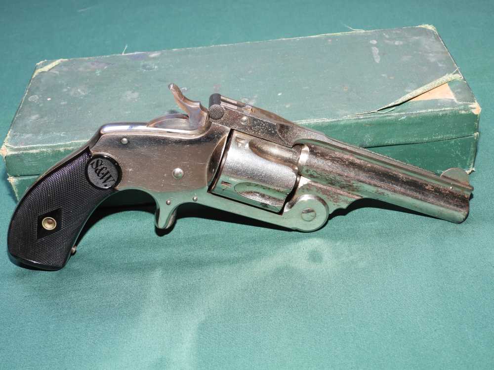 Smith & Wesson .38 Single Action 2nd Model Top Break Revolver & Box Antique-img-0
