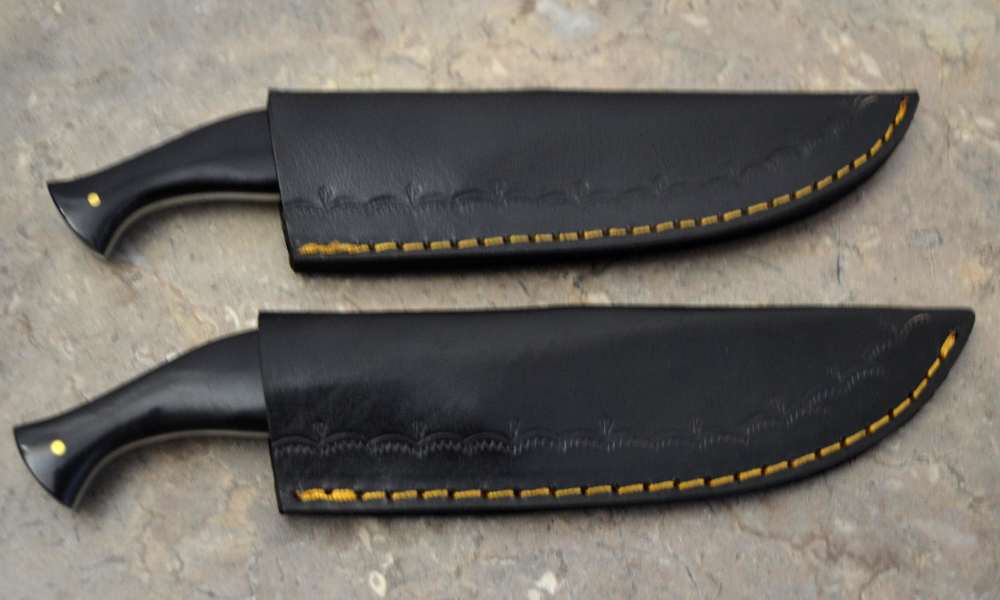  Custom Made Damascus Steel Set of 2 Hunting Knives with Horn Handle(LT 06)-img-7