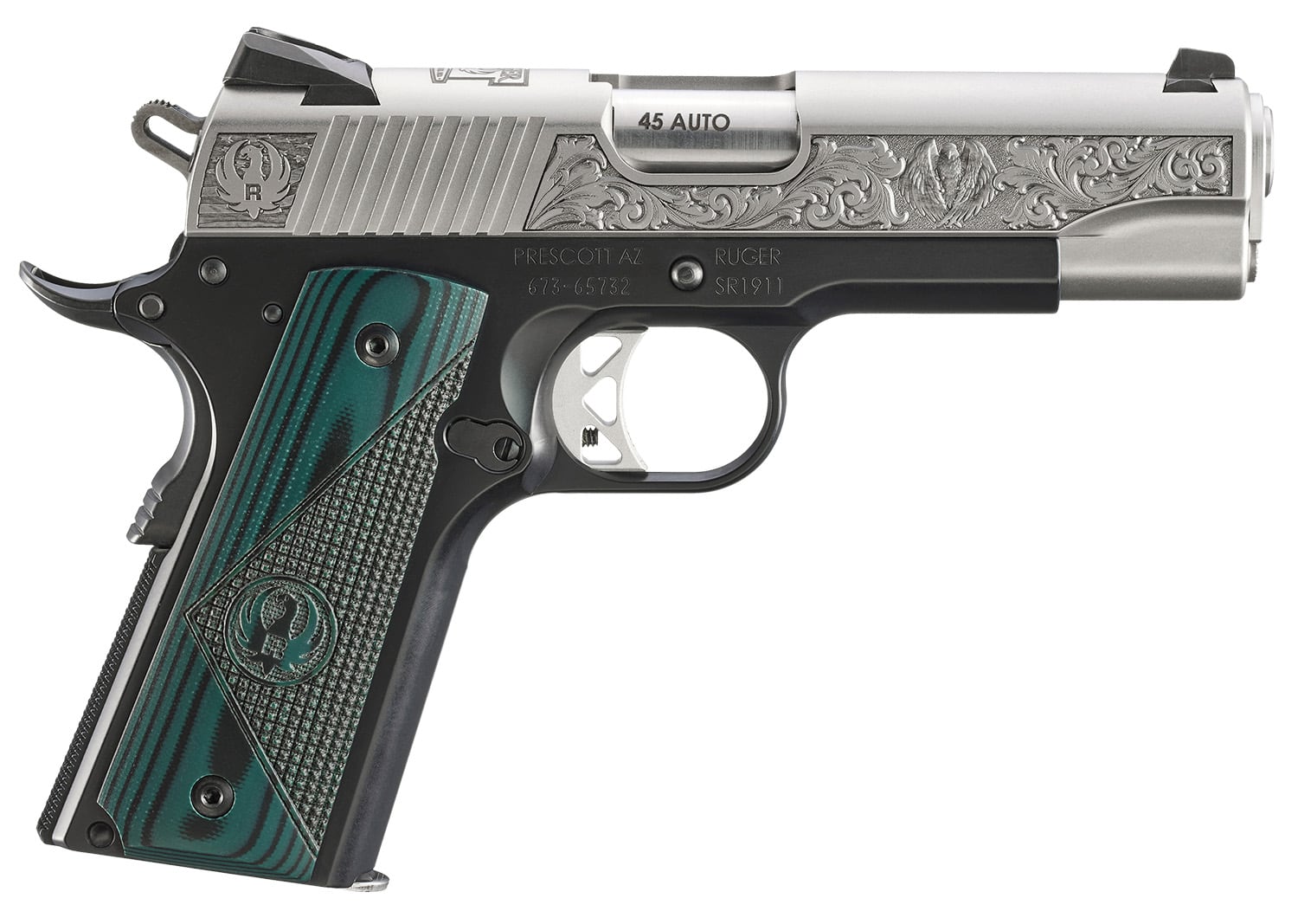 Ruger SR1911 Mayodan, NC Edition 45 ACP Pistol Commander Frame 4.25 Silver,-img-0