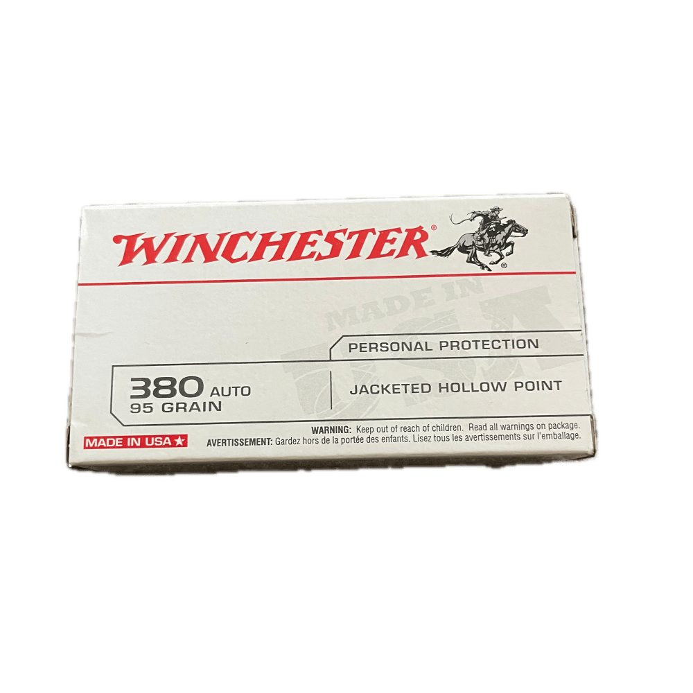 Winchester 380 ACP Auto 95 GR Jacketed Hollow Point HP 50 Round PISTOL AMMO-img-0