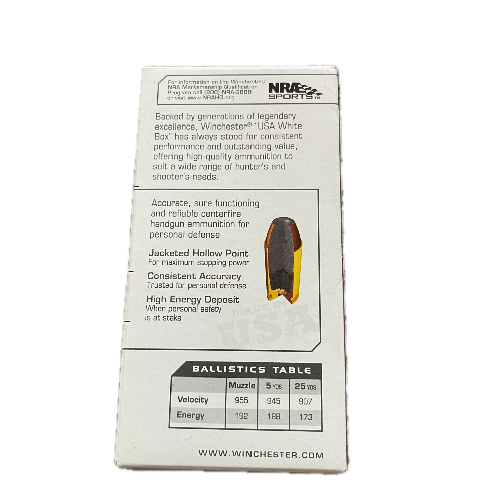Winchester 380 ACP Auto 95 GR Jacketed Hollow Point HP 50 Round PISTOL AMMO-img-2