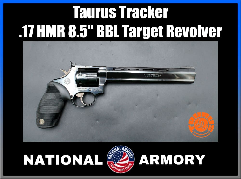 Taurus Tracker .17 HMR 8.5" Vent Rib BBL 7 Shot Rubber Grip Target Revolver-img-0