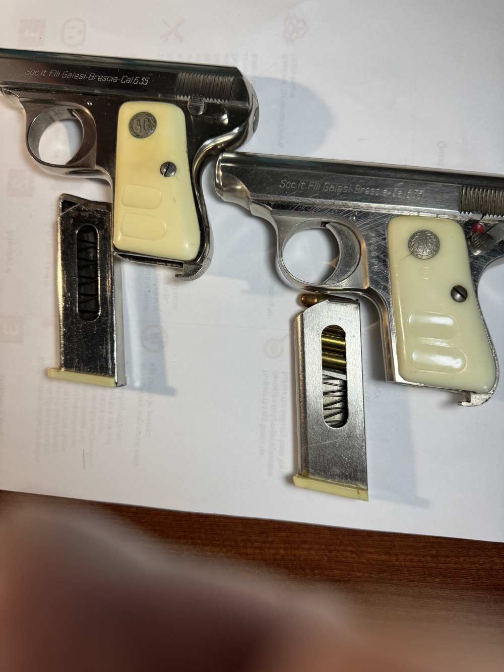 Galesi Brescia Like Beretta Rare Factory Nickel (TWO) Pistols Superb C&R OK-img-7