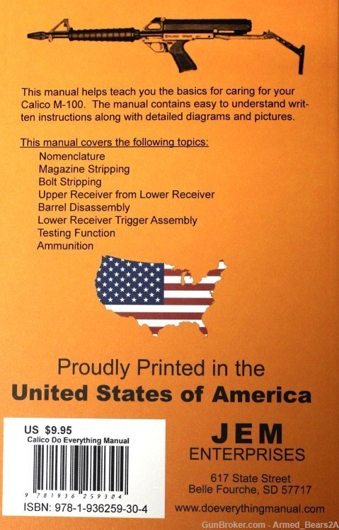 Calico M-100 Do Everything Manual  Maintenance Disassembly  Care Book  NEW-img-1