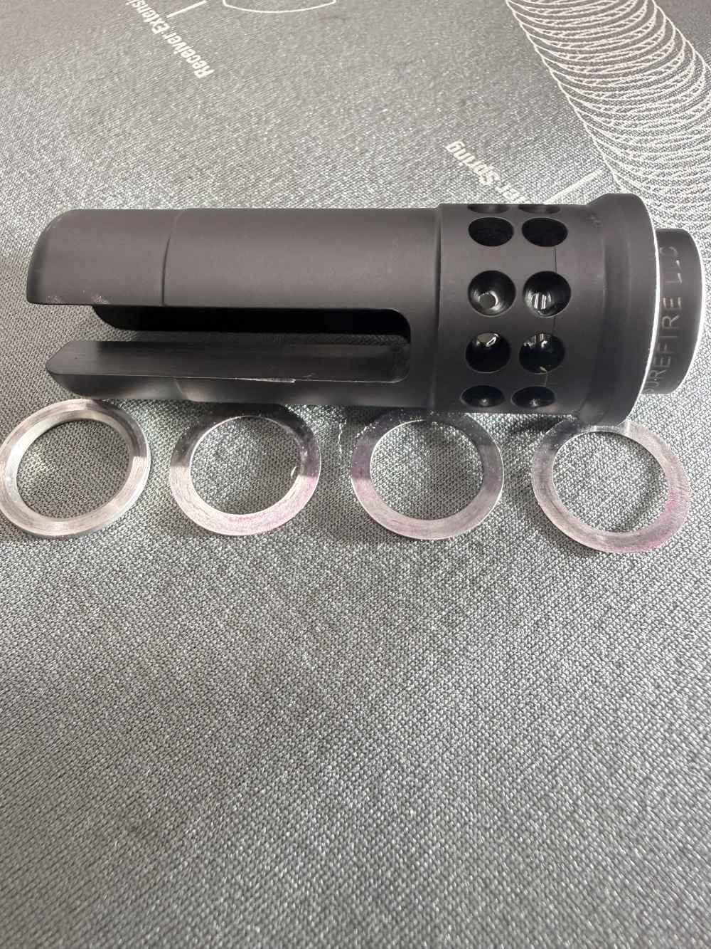 SureFire WARCOMP 556 3-Prong Flash Hider 1/2x28 – Lightly Used w/ Shims-img-6