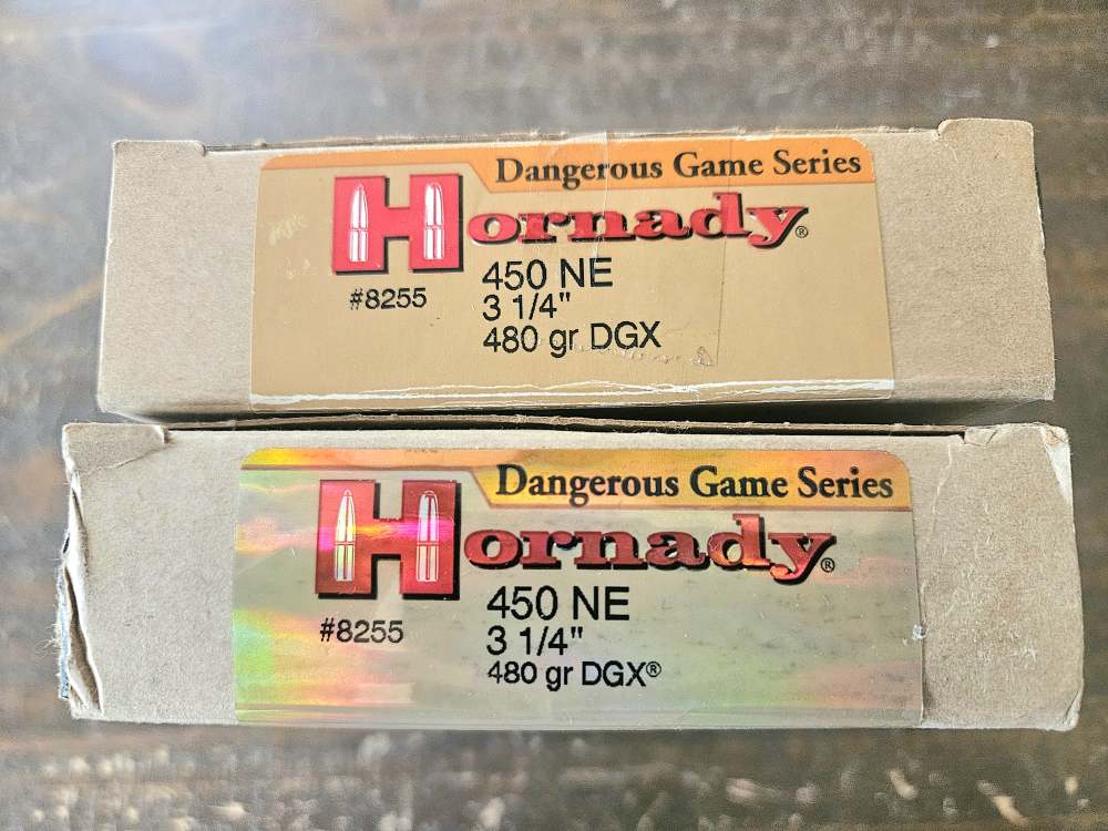 39 Rounds Hornady Dangerous Game 450 NE Nitro Express 480-Grain DGX Ammo!-img-0