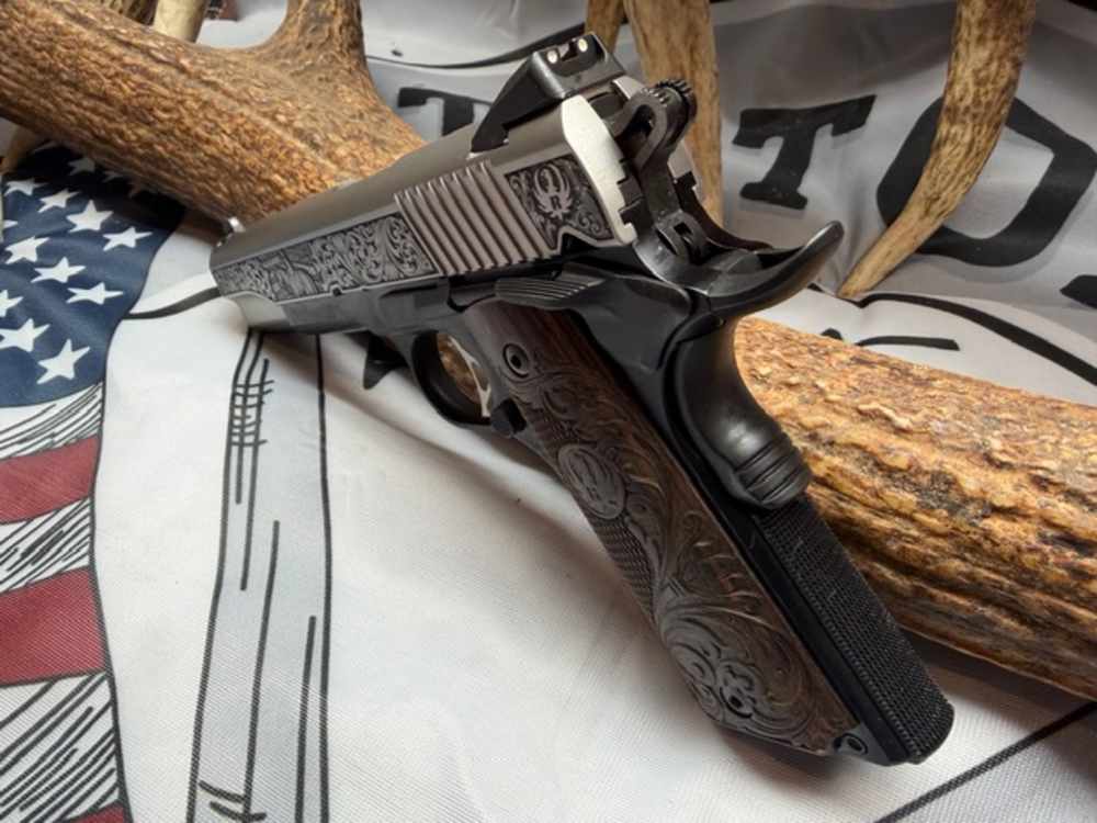 RUGER SR1911 45 ACP 5in 8rd Stainless Steel Western Engraved Pistol-img-4