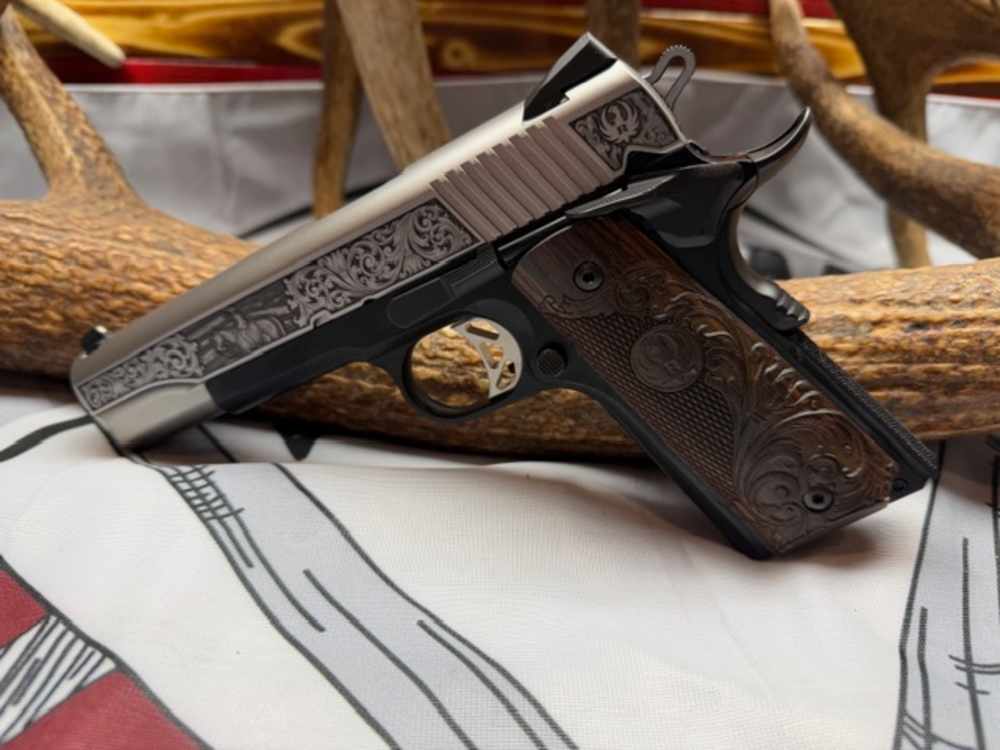 RUGER SR1911 45 ACP 5in 8rd Stainless Steel Western Engraved Pistol-img-8