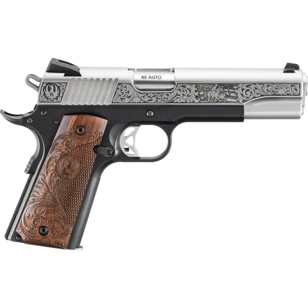 RUGER SR1911 45 ACP 5in 8rd Stainless Steel Western Engraved Pistol-img-18