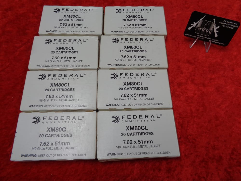 160 RDS Federal 7.62x51 7.62 Nato M80 149 Gr FMJ Ammo Ammunition 8 Boxes -img-0