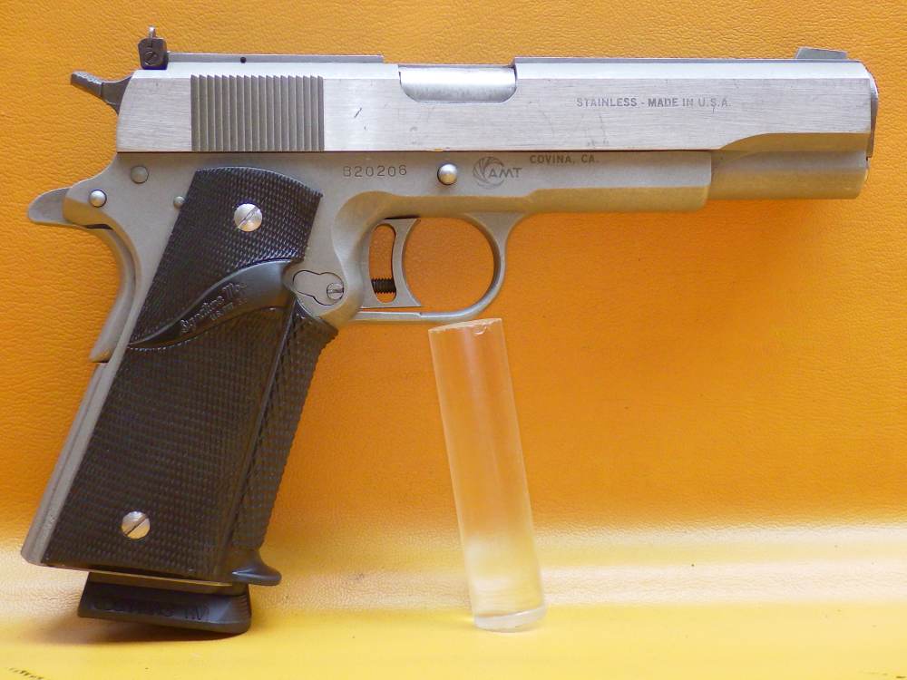 AMT Hardballer .45 ACP 5" Bbl Stainless 1911 Adj Sights Pachmayr Grip 8+1-img-0
