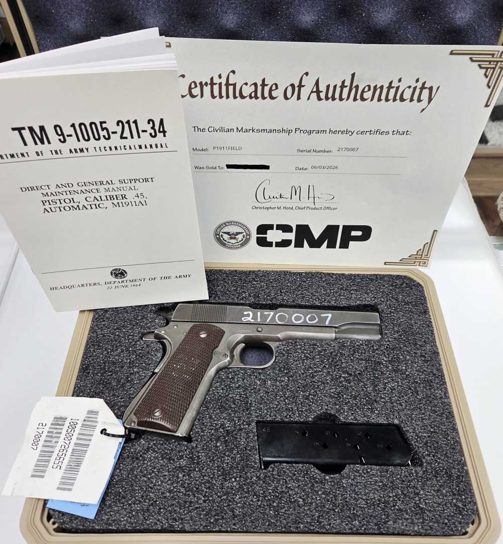 1945 WWII Remington Rand U.S. Army M1911 A1 .45ACP CMP Field Grade-img-0