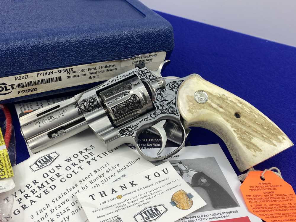 Colt Python 3" .357 Mag *LIPSEY'S/TYLER GUN WORKS PREMIER GRADE ENGRAVED*-img-5