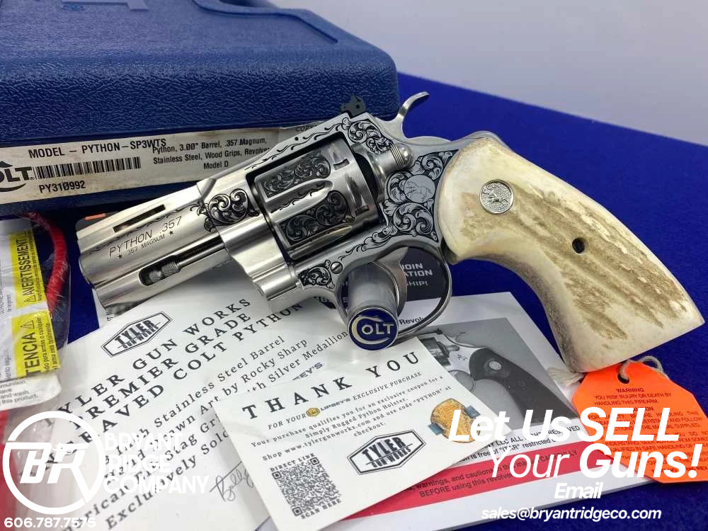 Colt Python 3" .357 Mag *LIPSEY'S/TYLER GUN WORKS PREMIER GRADE ENGRAVED*-img-0