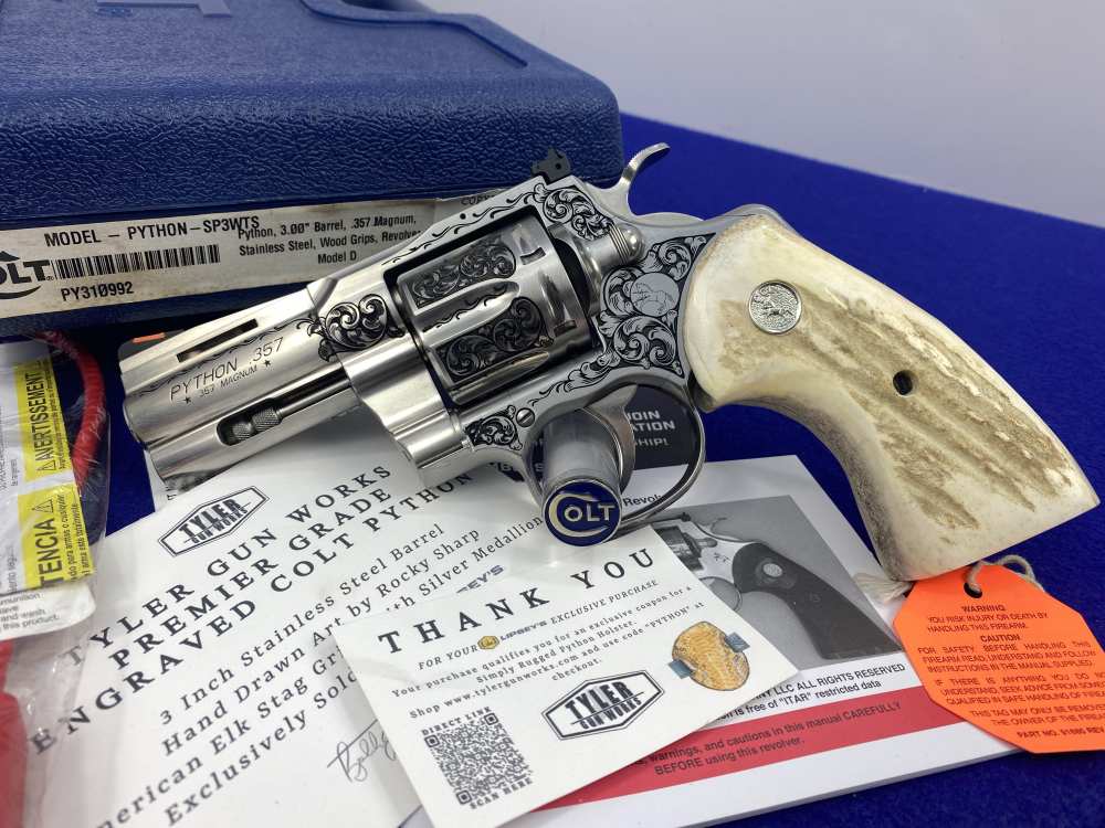 Colt Python 3" .357 Mag *LIPSEY'S/TYLER GUN WORKS PREMIER GRADE ENGRAVED*-img-35