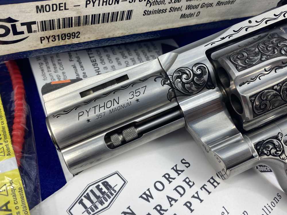 Colt Python 3" .357 Mag *LIPSEY'S/TYLER GUN WORKS PREMIER GRADE ENGRAVED*-img-8