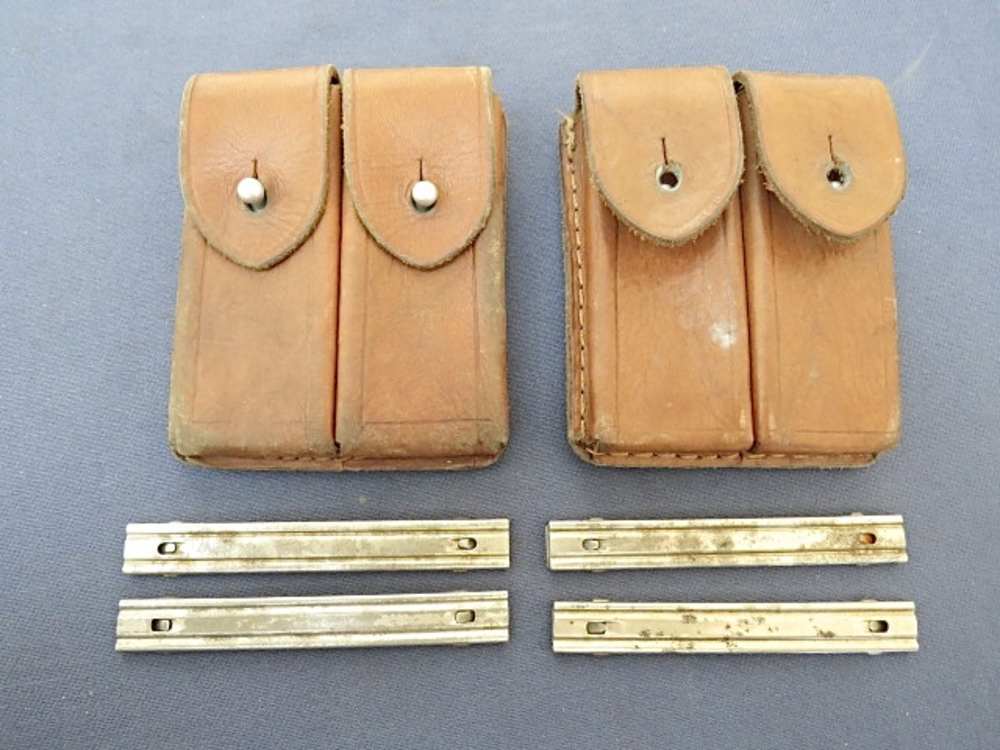2 Sets Mauser Broomhandle C96 Stripper Clips & Chinese Leather Clip Pouch-img-0