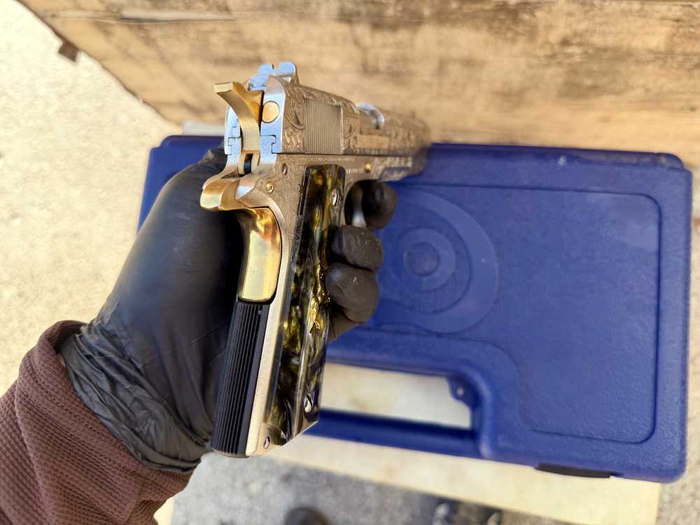 Colt 1911 ENGRAVED Mirror Polished & Satin Nickel & 24k Gold-img-16