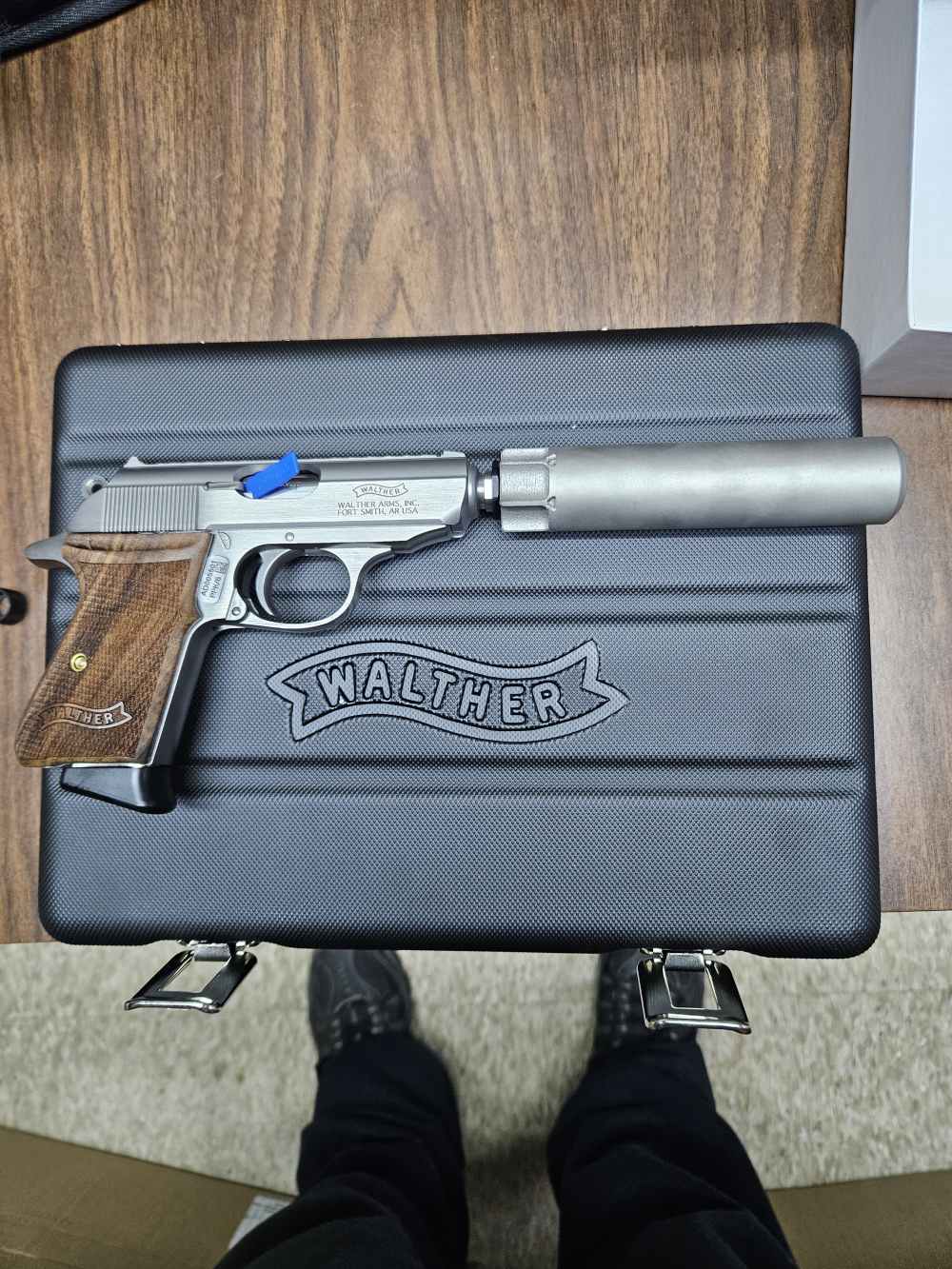 Walther PPK/S SD .32 Silver Walnut Grips with Griffin Suppressor Limited-img-1