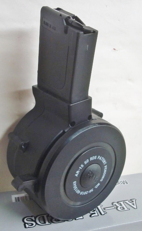 AR15 RWB 5.56 BLACK 50 round AR Drum Magazine-img-2