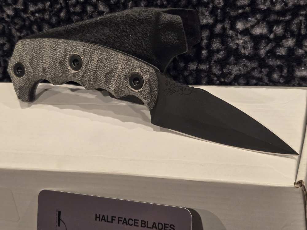 HALF FACE BLADES HUMINT 3in. BLADE, 8in.OA, CPM S45VN STEEL, ARMOR BLK, GR-img-3