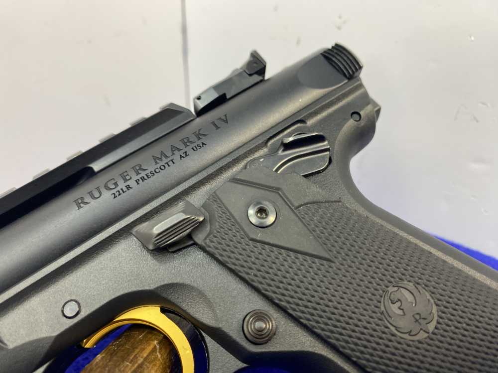 Ruger Mark IV .22 LR Black 4.4" *GOLD-ANODIZED CHAMBER & MATCHING ACCENTS*-img-10