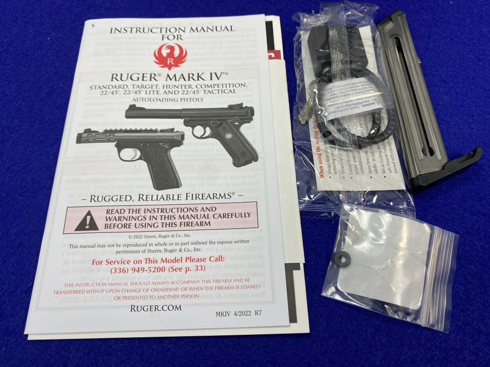 Ruger Mark IV .22 LR Black 4.4" *GOLD-ANODIZED CHAMBER & MATCHING ACCENTS*-img-6