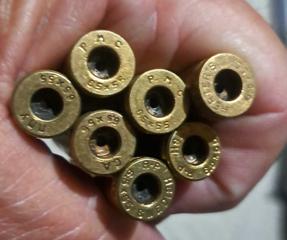Seventy Five 6.5 x 55mm Swedish Brass Casings -img-2