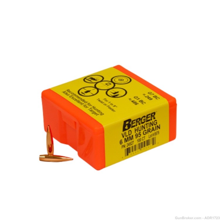Berger Match Grade Hunting Bullets 6mm .243" 95 gr VLD HUNTER 100-box-img-0