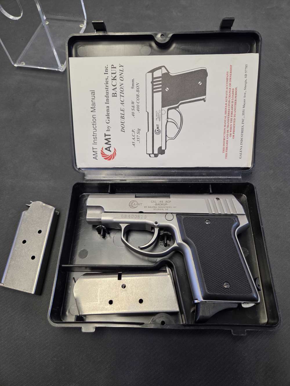 AMT Model Back Up .45 ACP DAO Stainless 3" WITH 3 MAGS AND ORIG BOX, PAPERS-img-4