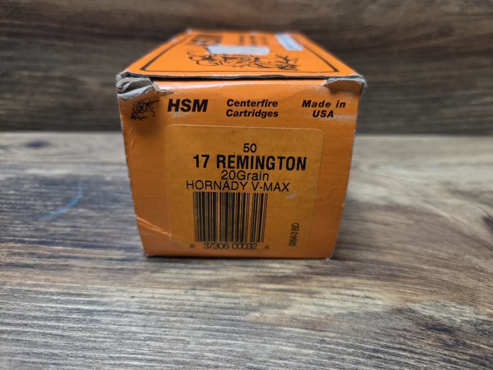 50 Rds HSM 20 Gr Hornady V-Max 17 Remington Ammunition Rem ammo-img-0