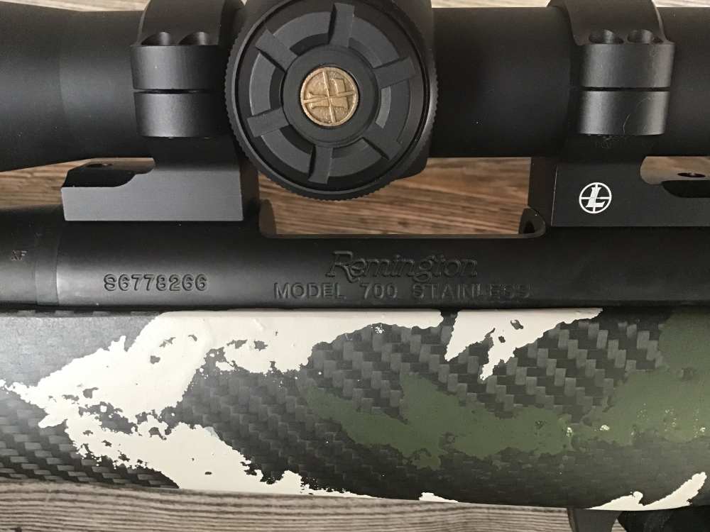 Remington 700 XCR II 300 WSM in a PEAK 44 Bastion CF Stock w/Green & White -img-12