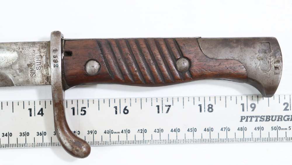 ORG WWI IMP. GERMAN S98/05 SEITENGEWEHR BUTCHER BLADE BAYONET W/ SCABBARD-img-6