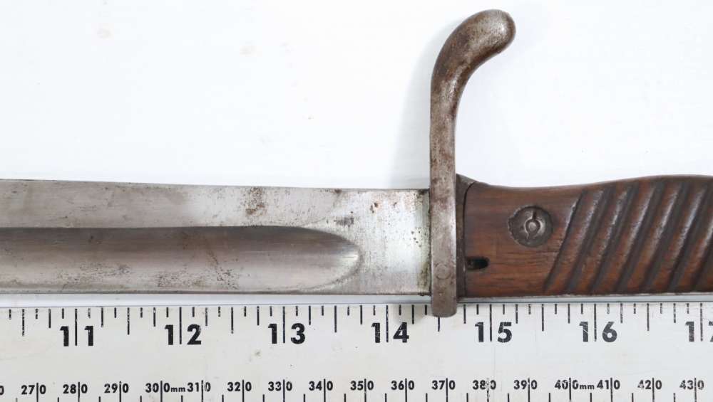 ORG WWI IMP. GERMAN S98/05 SEITENGEWEHR BUTCHER BLADE BAYONET W/ SCABBARD-img-10