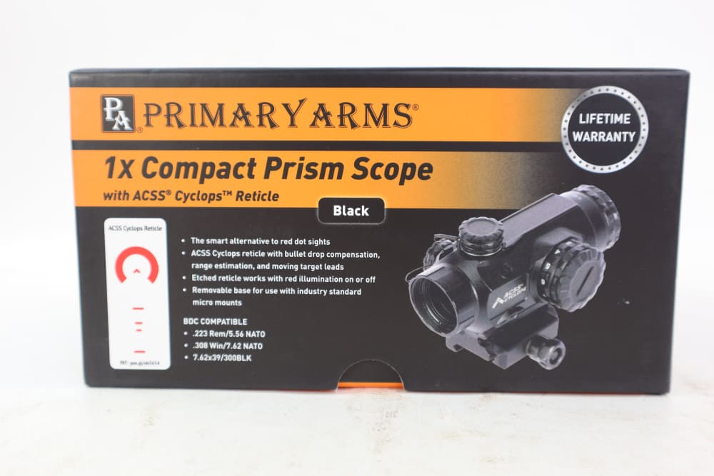 Like New Primary Arms 1X Compact Prism Scope W/ ACSS Cyclops Reticle W/ Box-img-2