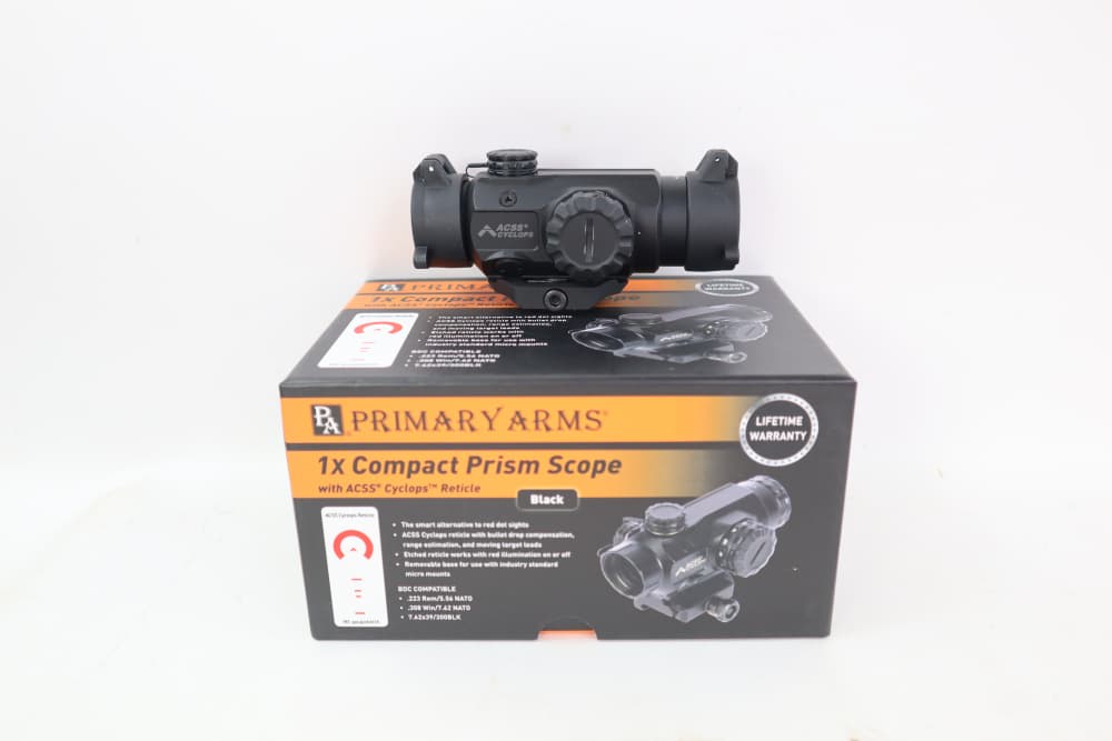Like New Primary Arms 1X Compact Prism Scope W/ ACSS Cyclops Reticle W/ Box-img-0