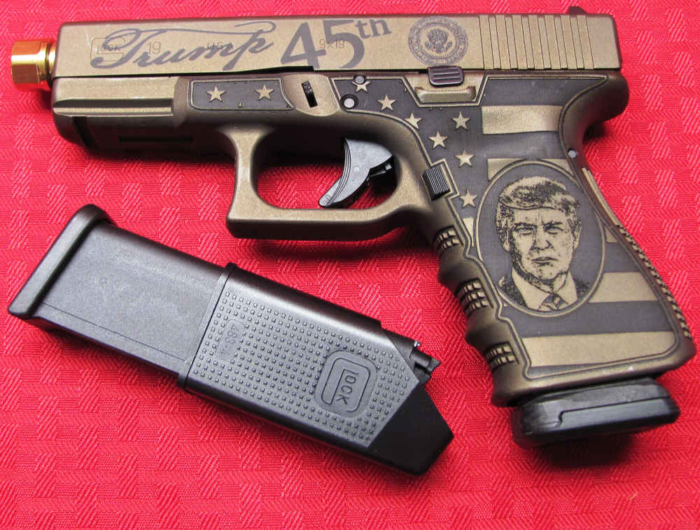 TRUMP 45 GLOCK 19 ZP4 THREADED BRL BRONZE ENGRAVED 2 MAGS NOS-img-1