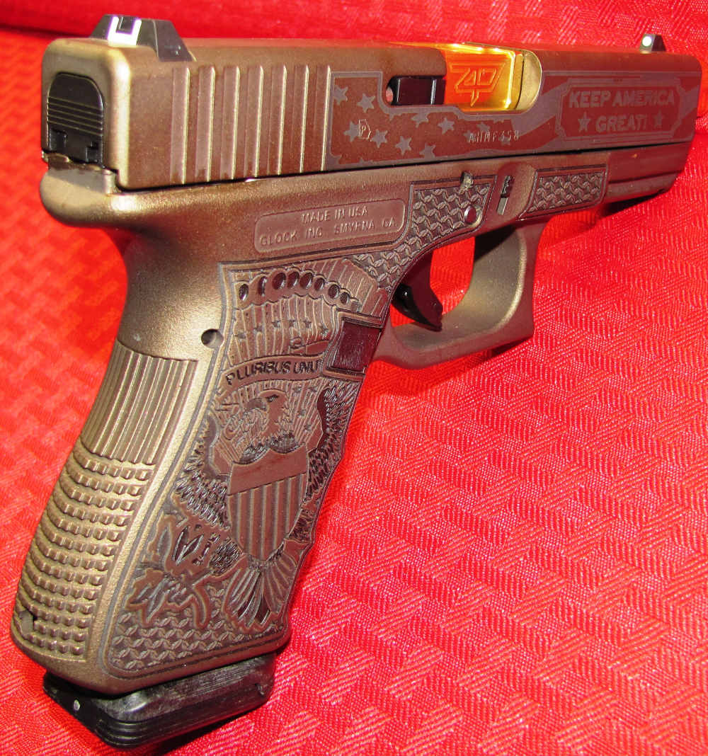 TRUMP 45 GLOCK 19 ZP4 THREADED BRL BRONZE ENGRAVED 2 MAGS NOS-img-11