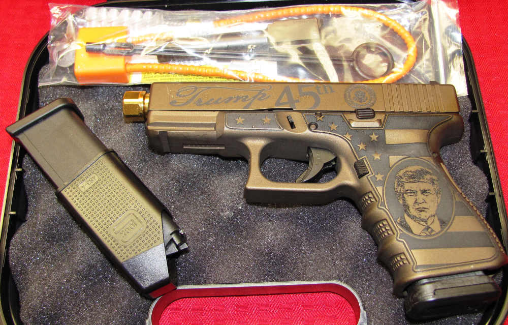 TRUMP 45 GLOCK 19 ZP4 THREADED BRL BRONZE ENGRAVED 2 MAGS NOS-img-0