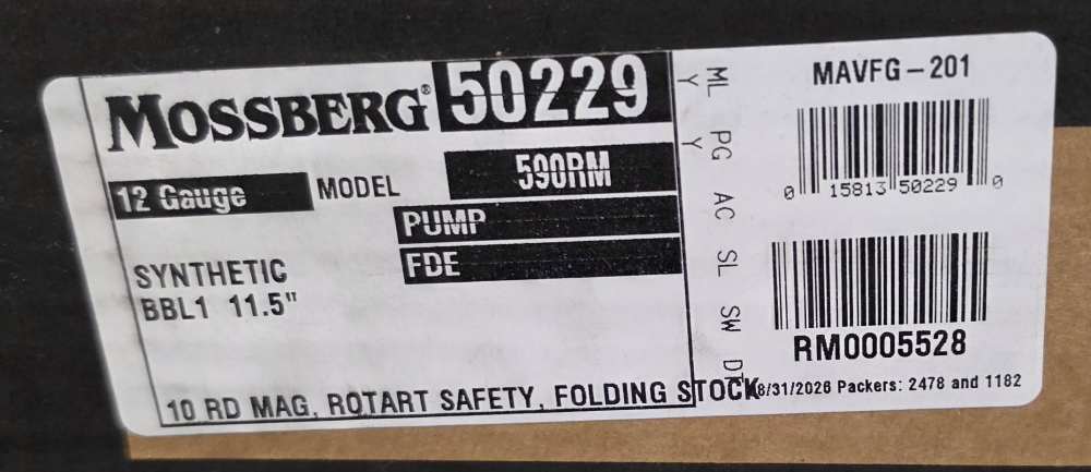 Mossberg 590RM SBS 12GA 11.5" 10RD Chisel Folding 590 FDE *NFA* NOCCFEES!-img-3