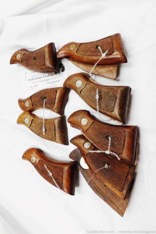 Smith & Wesson Factory Wood Grips Service Magna K L Square Revolvers VG  -img-1