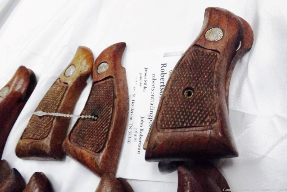 Smith & Wesson Factory Wood Grips Service Magna K L Square Revolvers VG  -img-3