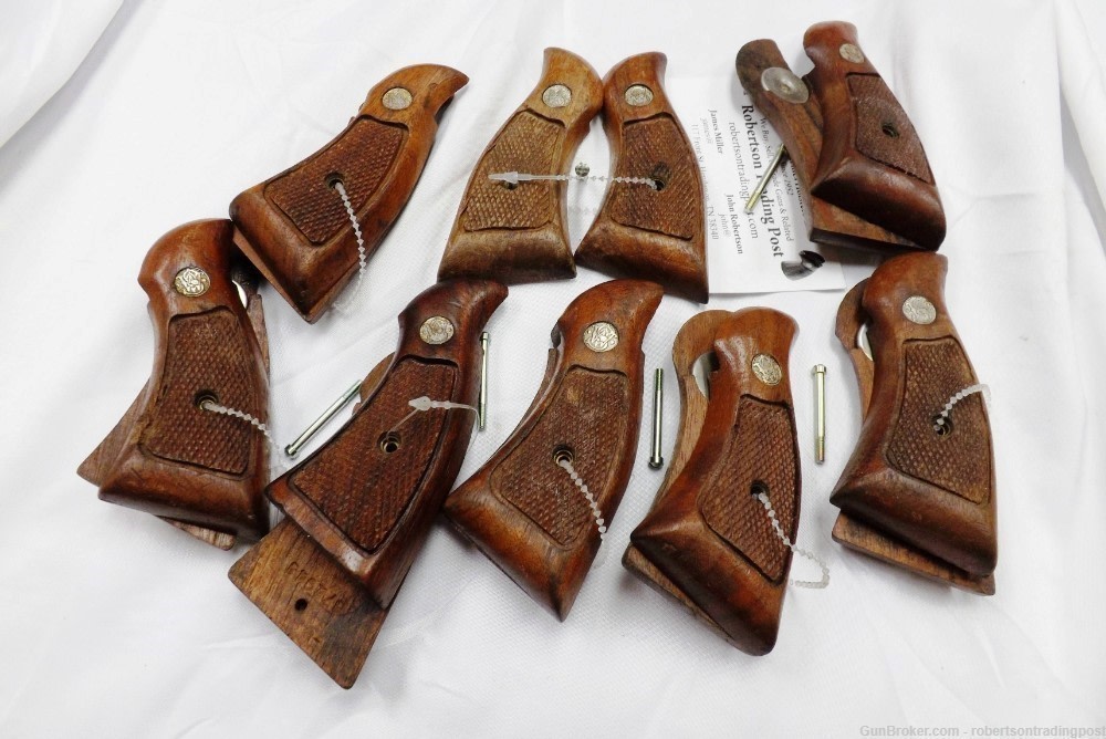 Smith & Wesson Factory Wood Grips Service Magna K L Square Revolvers VG  -img-4