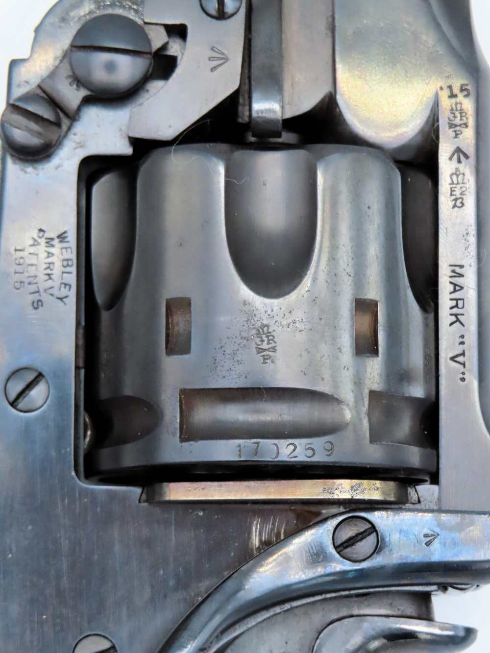 Scarce WW1 British Webley Mk.V Unaltered .455 Revolver Rare 6" Barrel 1915-img-19