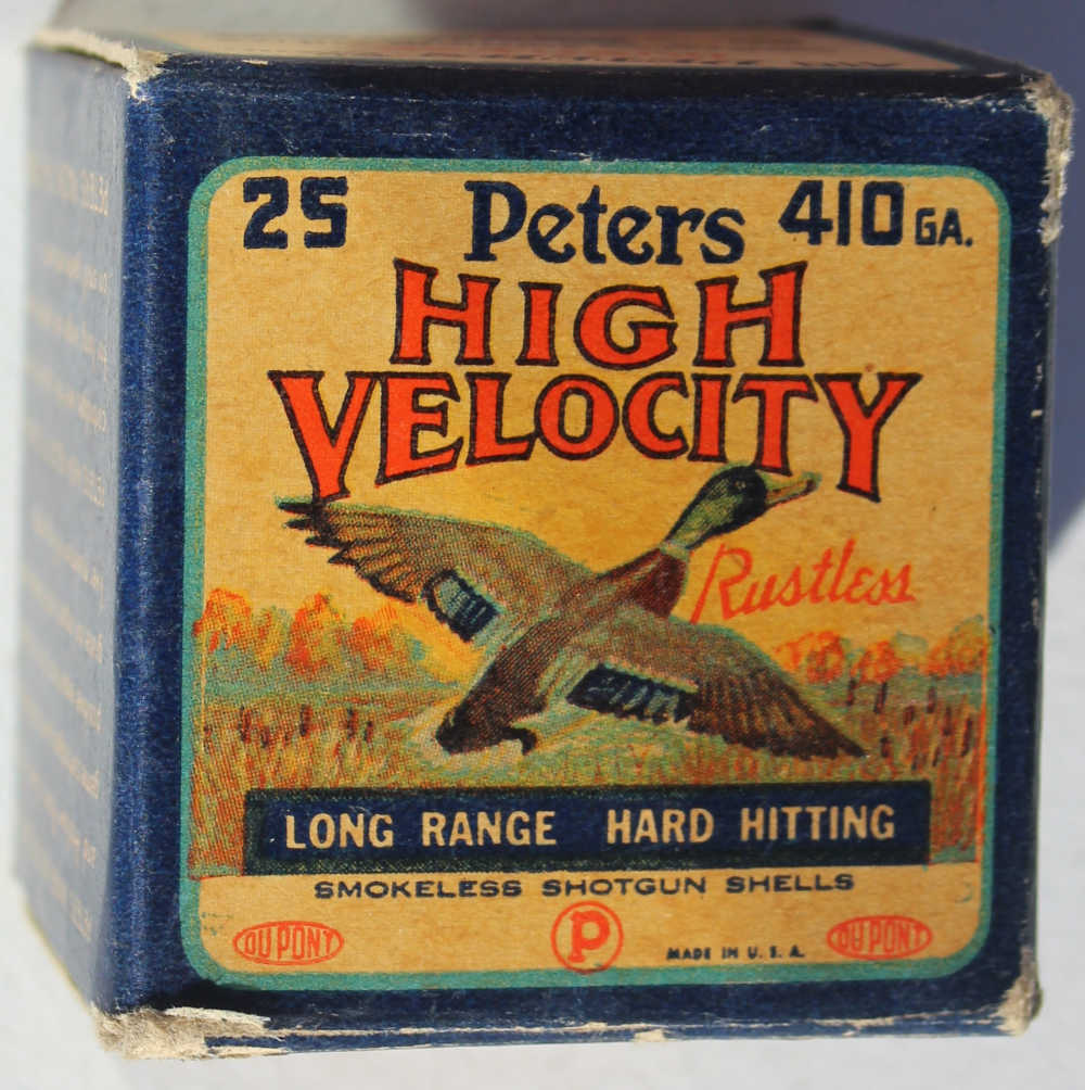 Peters High Velocity 410 Ga. Shotshells Full Flying Mallard Box 7 1/2 Paper-img-0