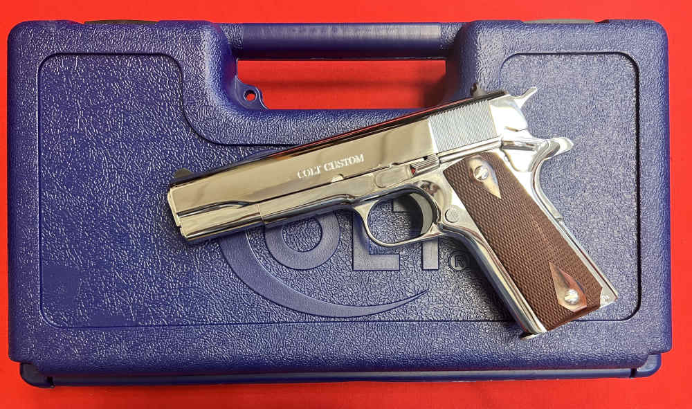 Colt Custom 38 Super 1911 Government Bright Stainless Pistol NIB-img-0