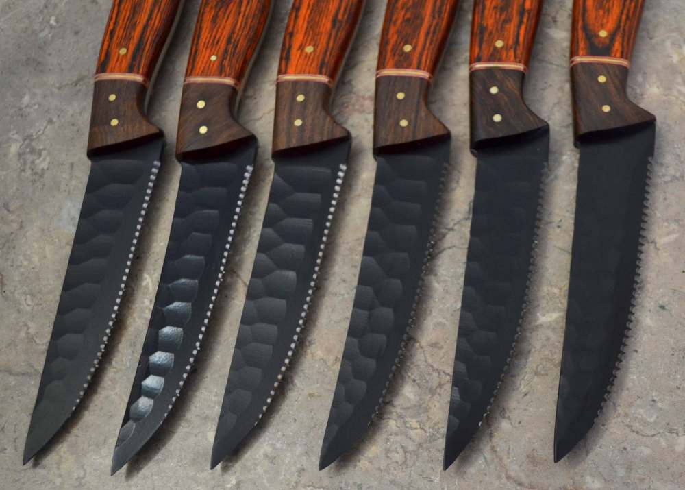 Hi Carbon Powder Coated Flint  6 Pcs Steak Knives Set, Kitchen Knives-img-2