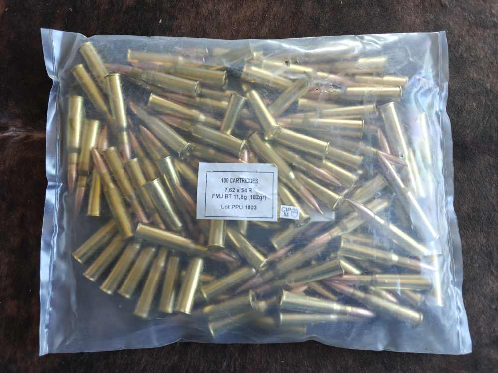 PPU 182 Grain 7.62x54r 100 Round New Brass 182gr Non-Corrosive Reloadable-img-0