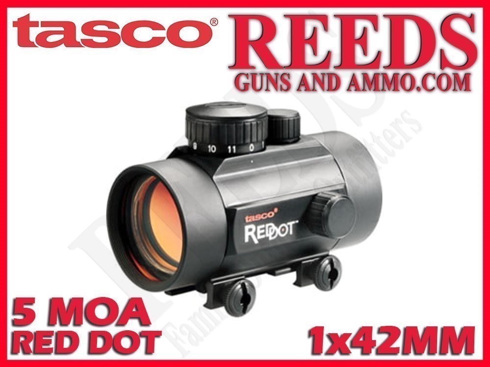 Tasco Red Dot Optic 1x42mm 5MOA Pic Rail Mount BKRD42RGT-img-0