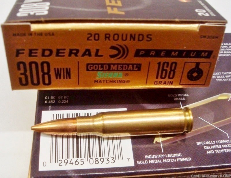 200 Federal Gold Medal 308 Match 168 gr BTHP win GM308M -img-1